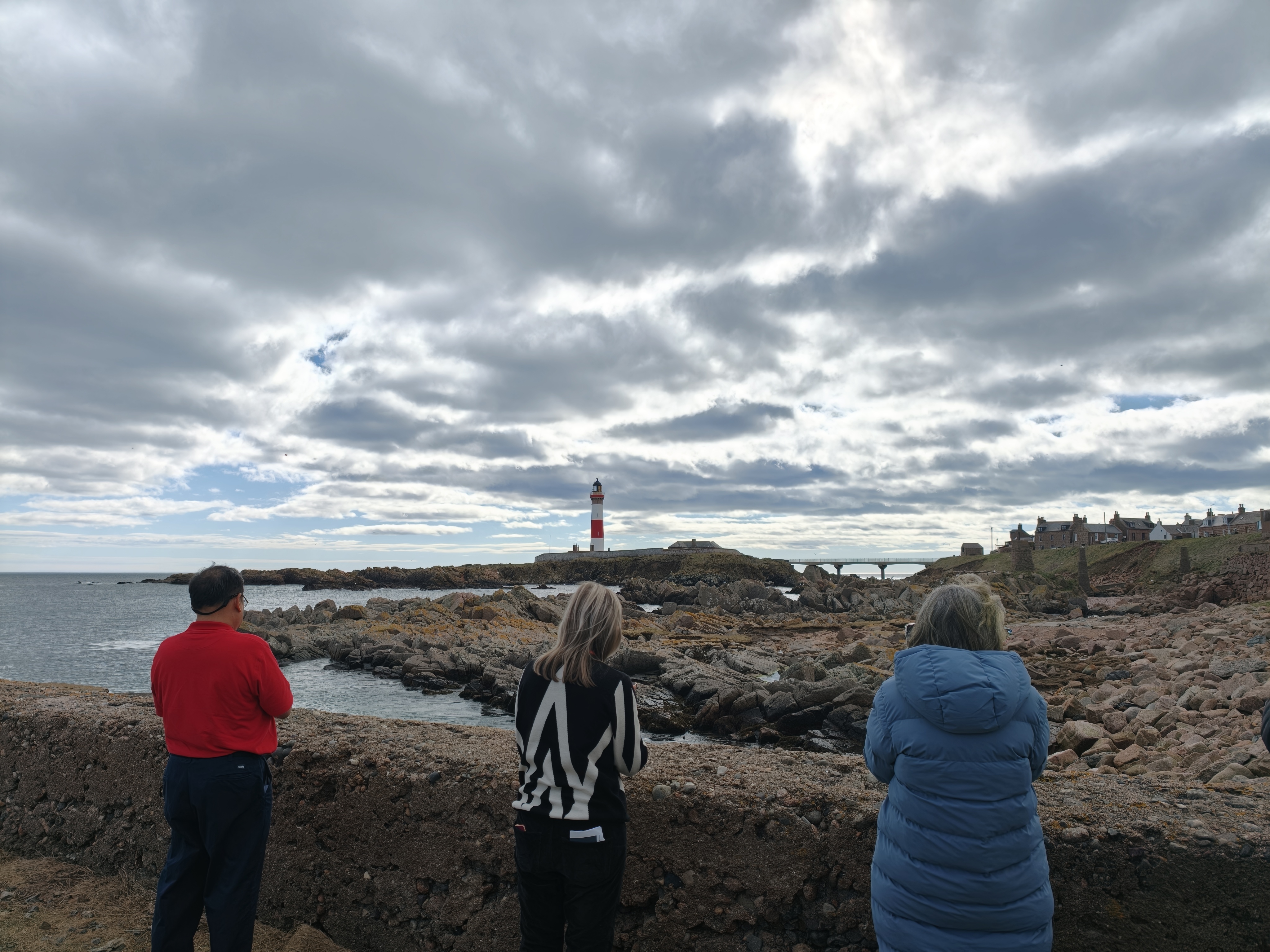 Guests taking in Buchan Ness Lighthouse