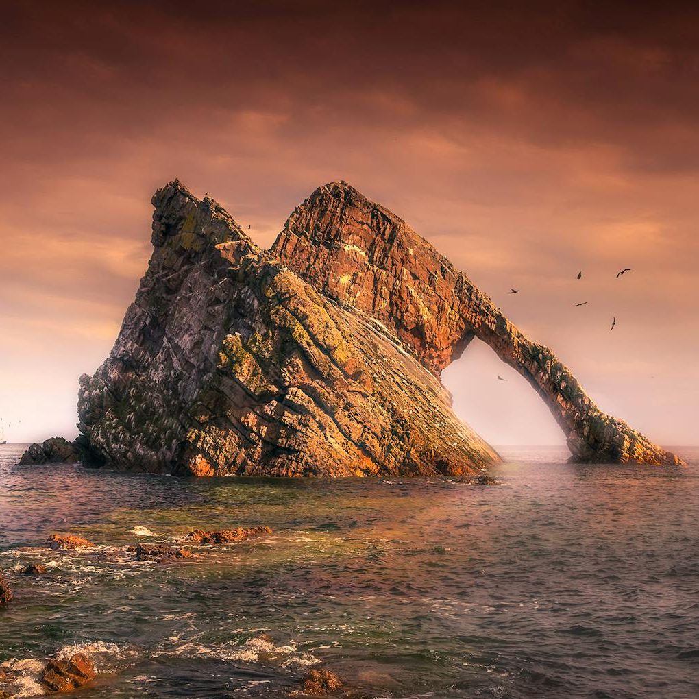 Bow Fiddle Rock on the Moray Coast