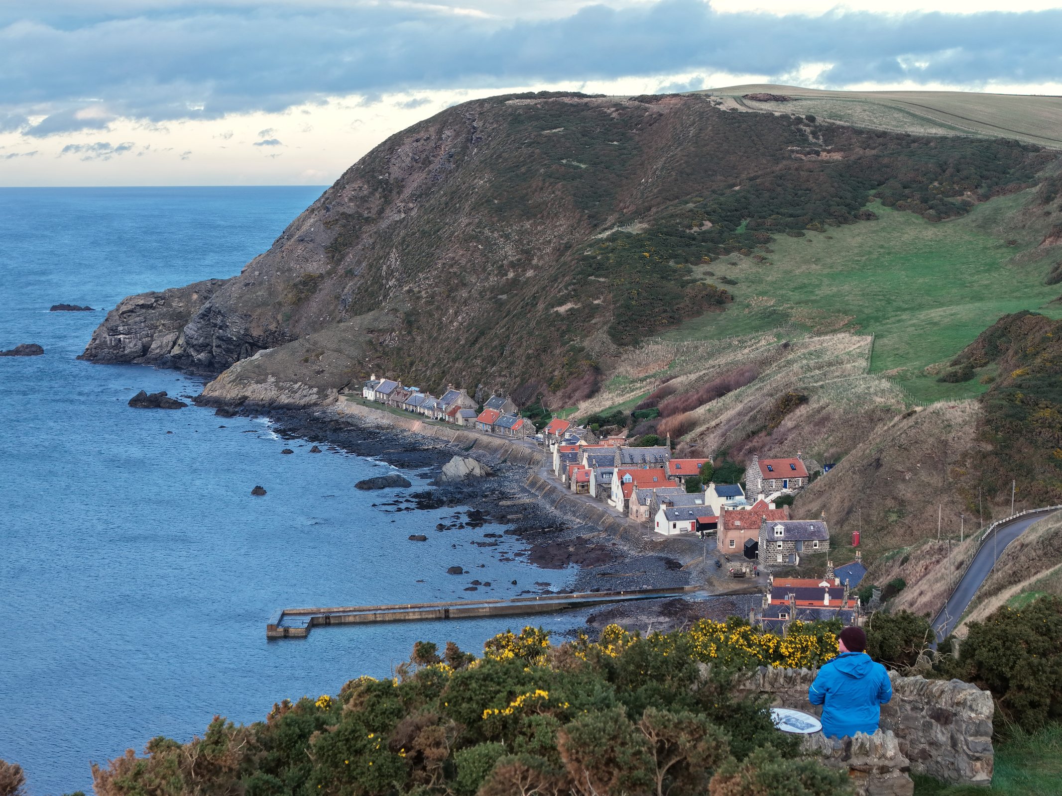 Aerial view of Crovie and the Buchan coast